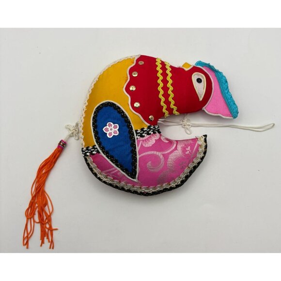 Colorful Fabric Bird Christmas Ornaments Set of 2 Satin Rooster White Swan - Picture 11 of 13